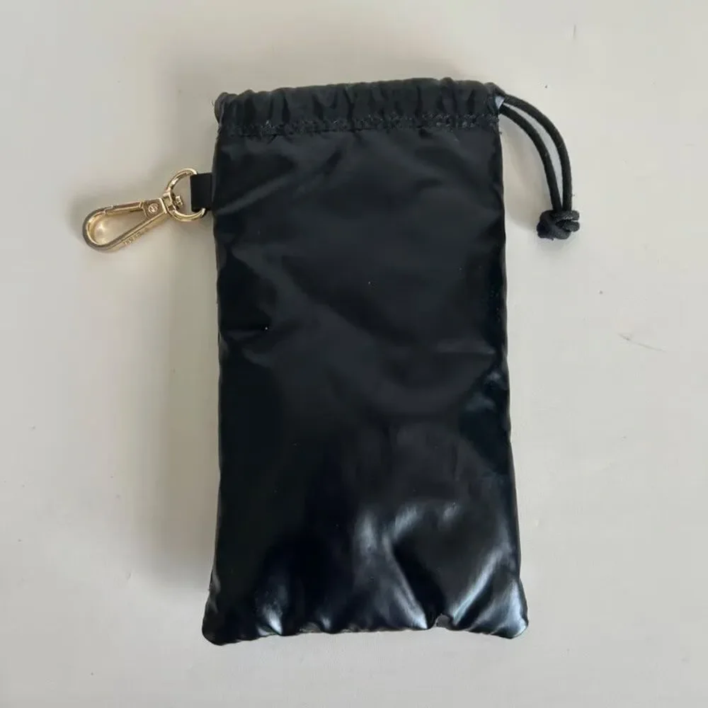 Fendi Roma Sunglasses Pouch Case Dust Bag Black Yellow Logo Clip Cleaning Cloth
